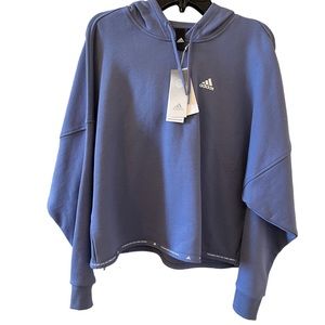 NWT Adidas Blue Cropped Pullover Hoodie XS